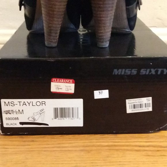 Miss Sixty "Taylor" Black Peep Toe Platform Heels - Size 38.5 (US 8.5) - Picture 10 of 10